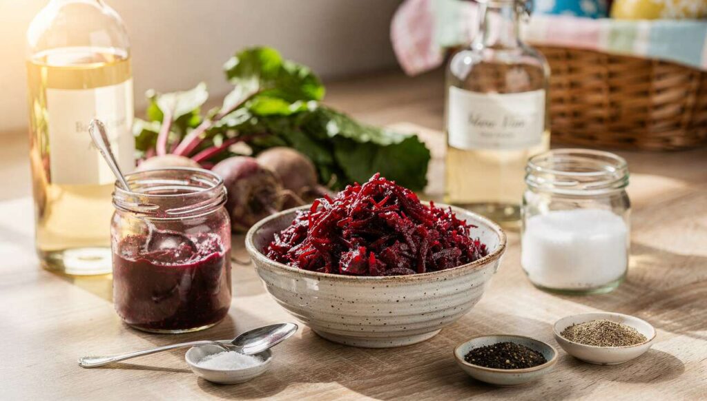 Ćwikła do wielkanocnego koszyczka: robię ją bez gotowania buraków i jest intensywnie czerwona