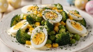Sałatka wielkanocna z brokułem i jajkiem: robię ją dzień wcześniej i smakuje jeszcze lepiej