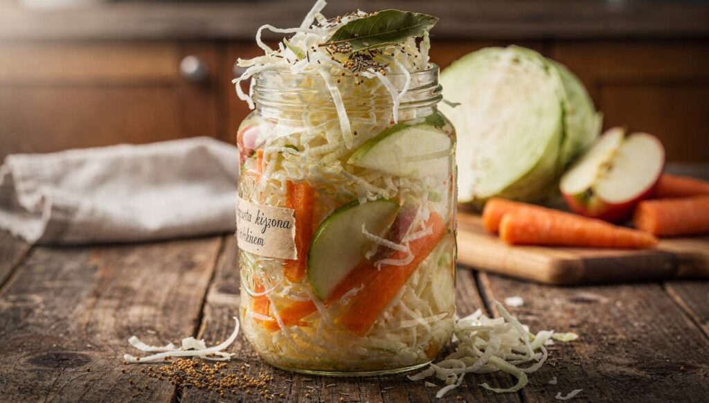 Kapusta kiszona z jabłkiem i marchewką: robię ją w słoiku i po tygodniu jest gotowa