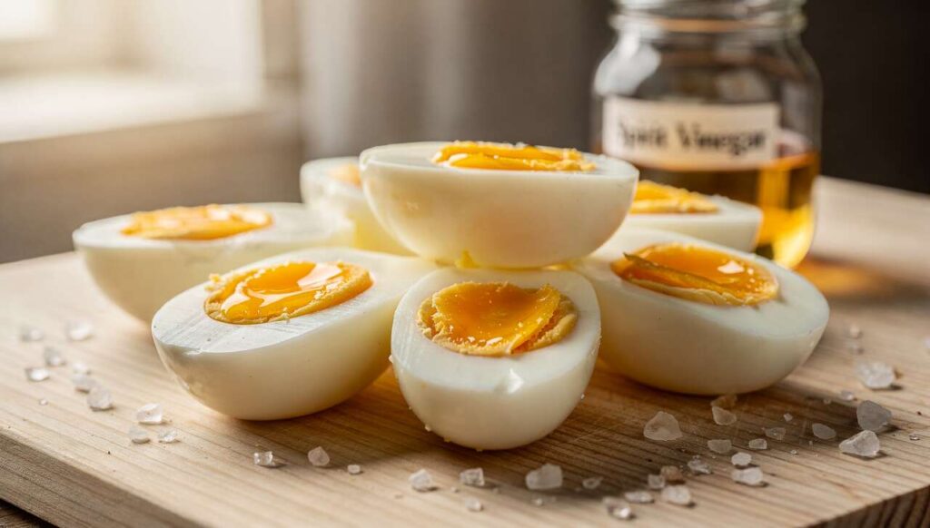 Jajka gotuję dokładnie 7 minut i wkładam do lodowatej wody. Żółtko jest kremowe za każdym razem